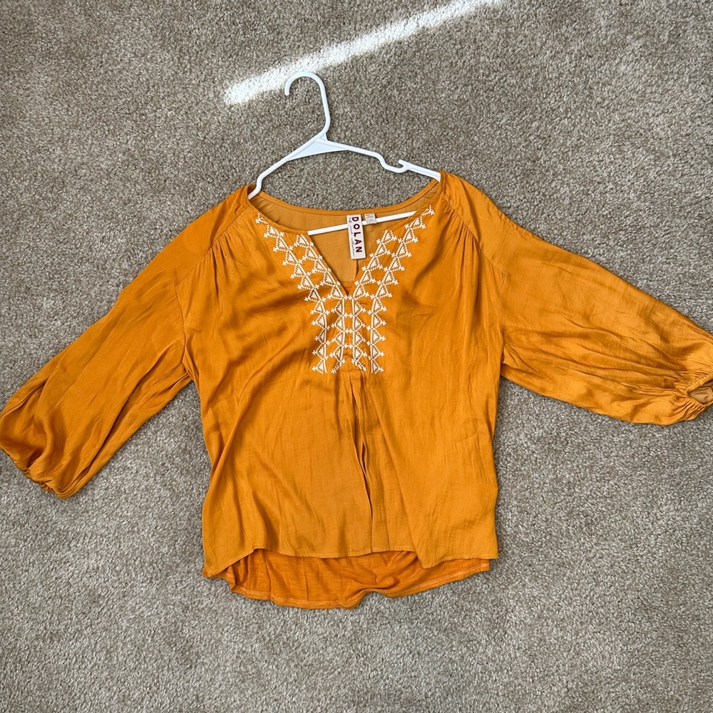 Women's Mustard Embroidered Top - Picture 6 of 6